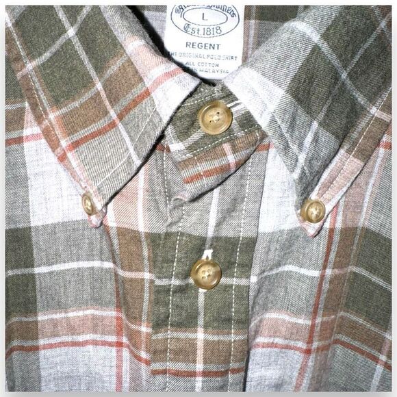 Plaid Brooks Brothers Regent Fit Flannel Button Down Shirt L - Picture 3 of 8